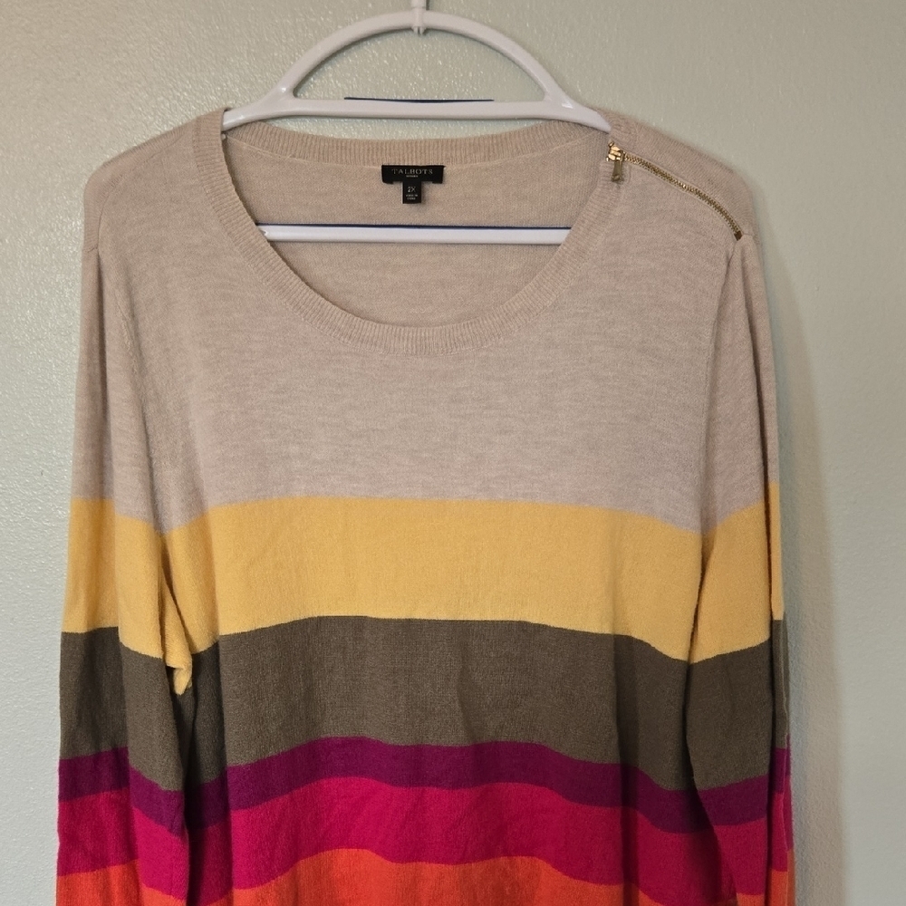 Talbots | Tan Multicolor Color Lambswool Sweater Size 2X